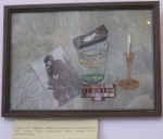 'Память';, 2008 г. По картине П.Скоморовского. Лист малины, банан, серебристый тополь, кожура яблока, сушеные цветы