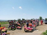 Большой выбор живых и искусственных цветов у старых ворот